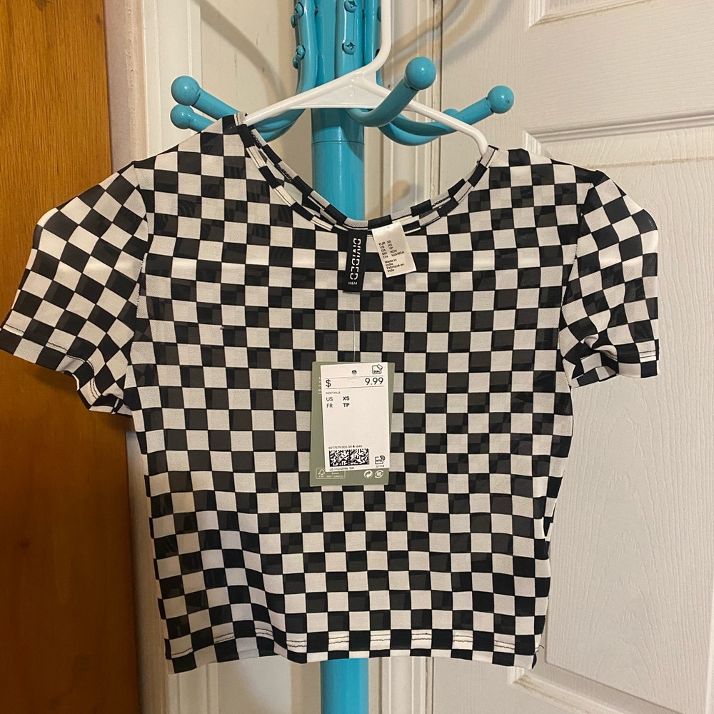 Checkered sheer top